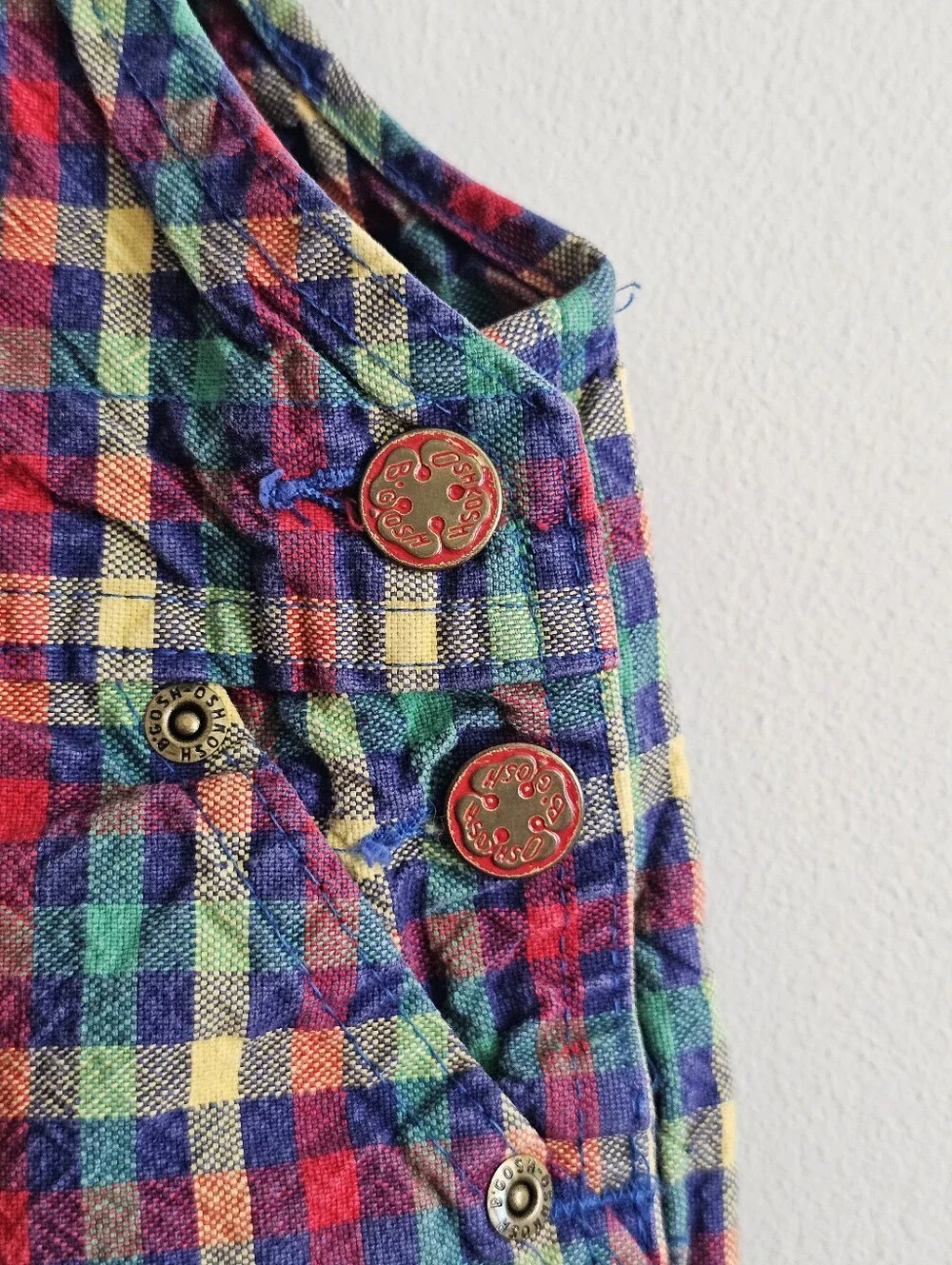 Vintage 80s/90s OshKosh B’Gosh Vestbak Plaid Overalls Toddler 18M Made In USA